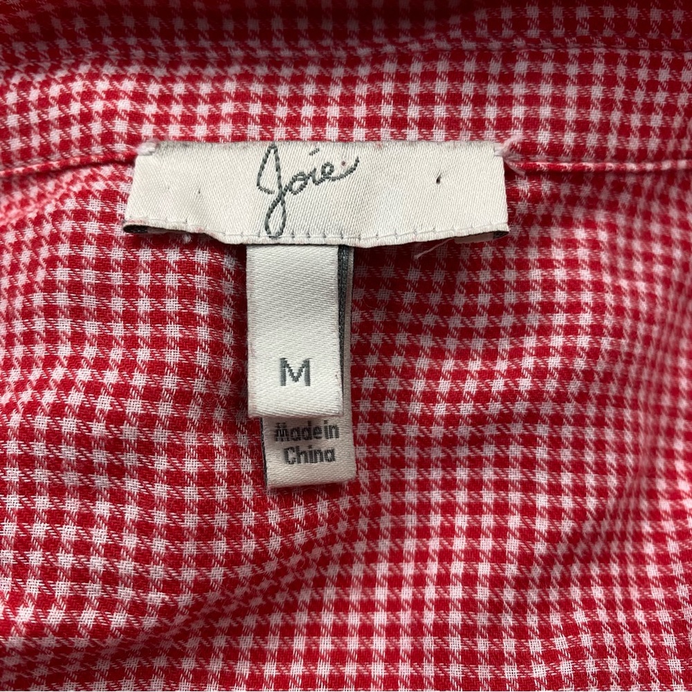 Joie Red Checked Button Down Shirt Size Medium - image 2